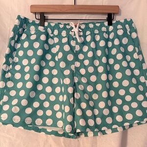 Men's Flex J.Crew turquoise/white polka dot swim trunks XL
